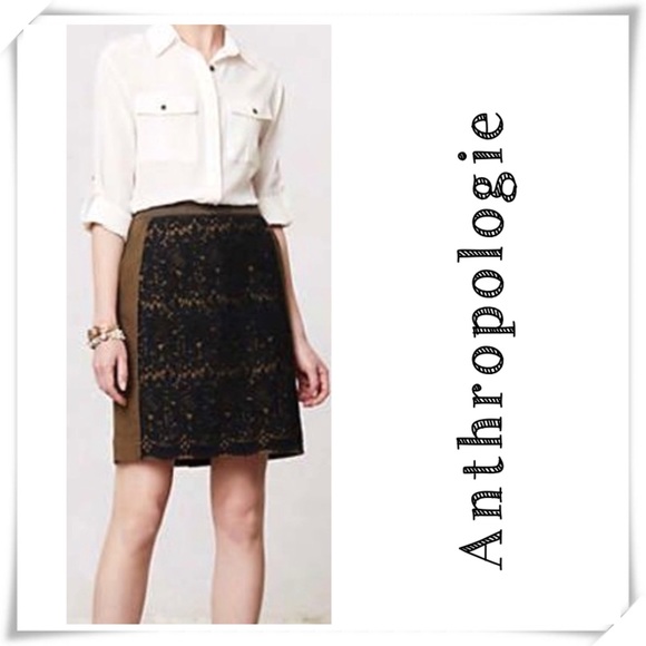 Anthropologie Dresses & Skirts - Anthropologie Maeve Lace Skirt Olive Green